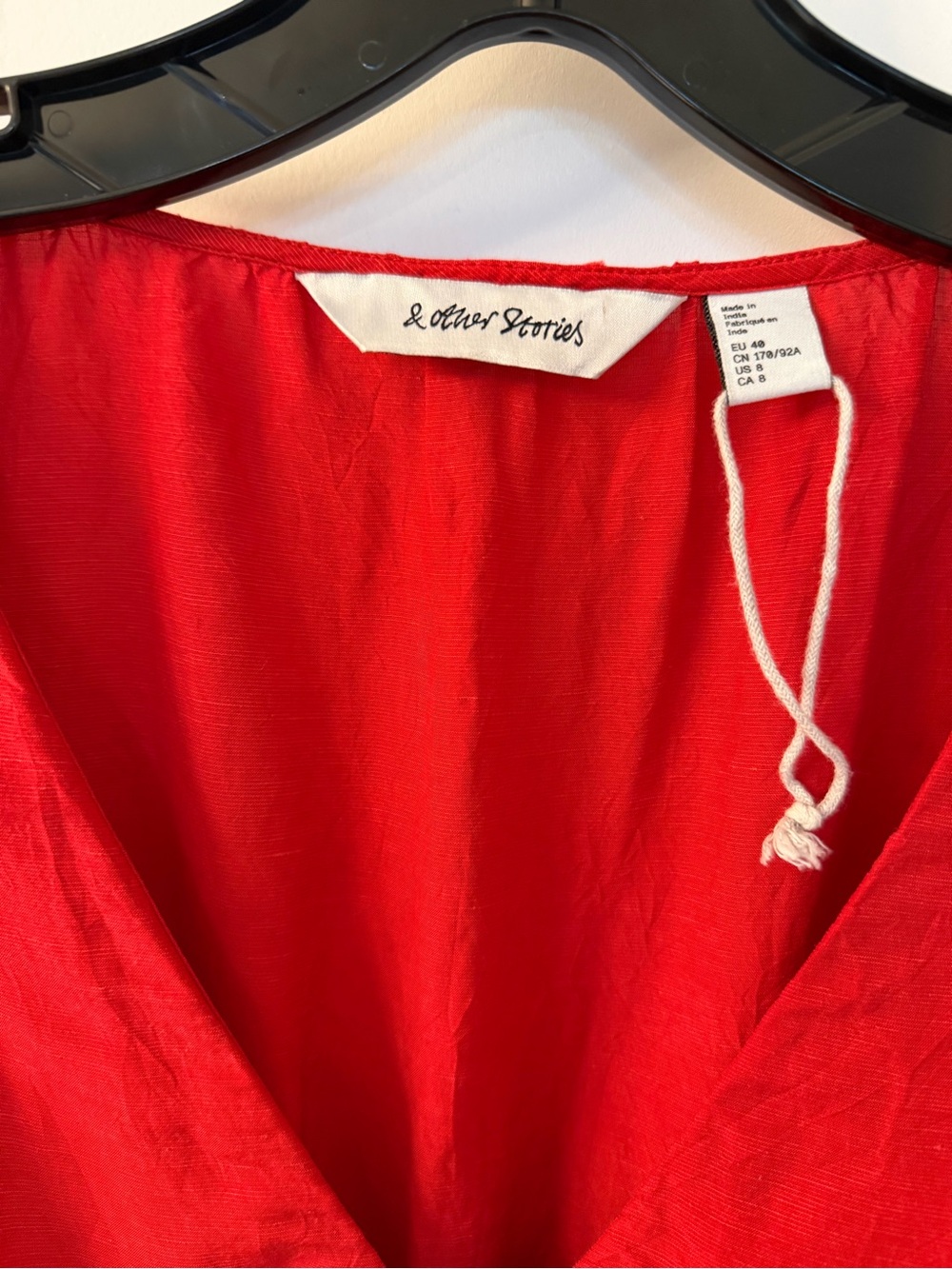& Other Stories | Boho V Neck Midi Dress w Tier Hem and Ruffle Sleeves | Sz 8 - Picture 7 of 13